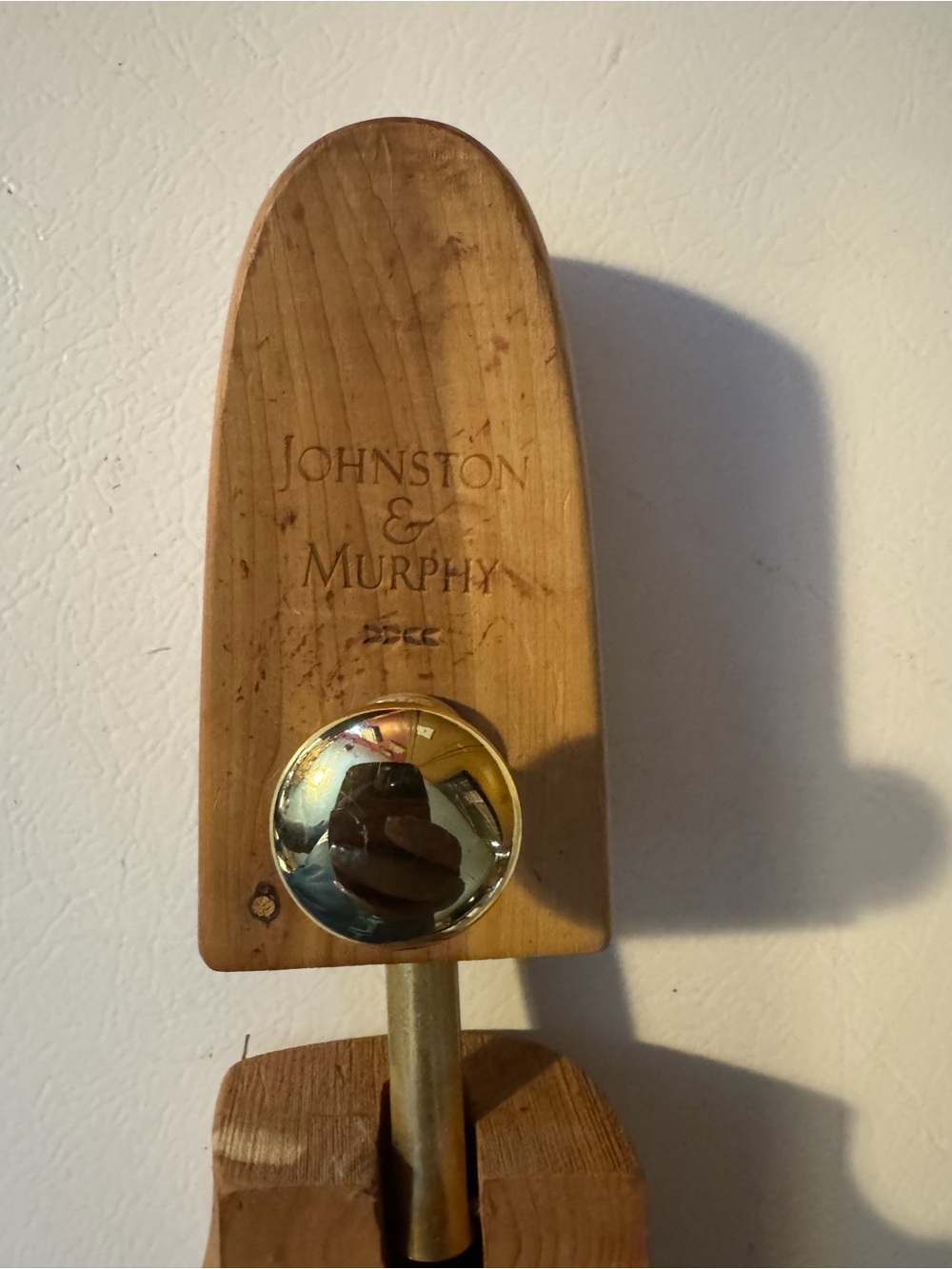 Johnston & Murphy Brown Wood Wall Hook with Gold-Tone Knob